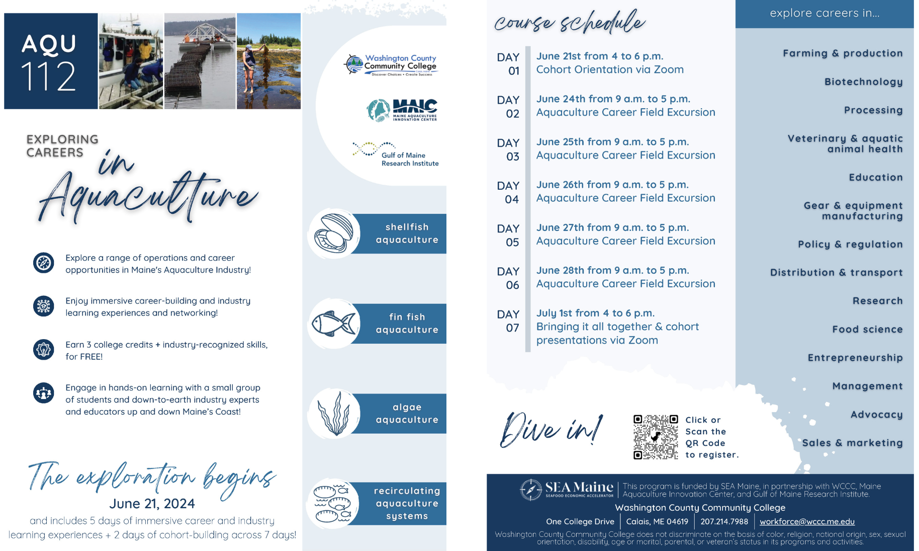 Careers in Aquaculture Flyer and 2024 Dates